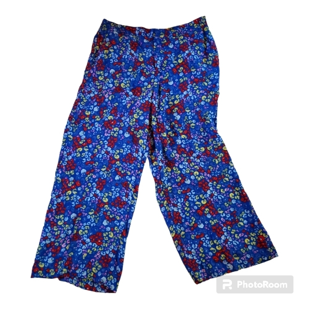 Kaari Blue* Sprint* Wide Leg Trousers*  Blue Floral* Sz XL